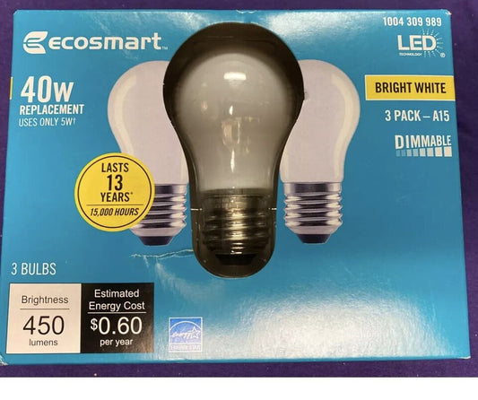 Ecosmart LED 3pc Bulbs Bright White 40W 450lm A15 1004 309 989